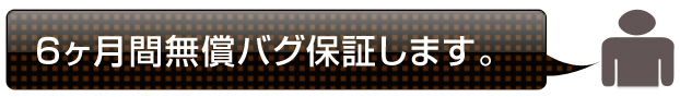 6ヶ月無償バグ保証します。